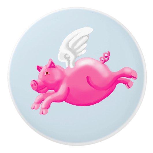 Wanneer varkens versie twee vliegen keramische knop (Voorkant)