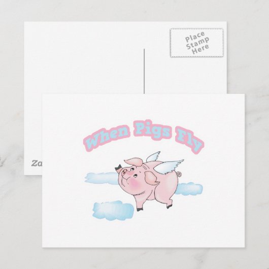 wanneer varkens vliegen briefkaart (Voorkant / Achterkant)