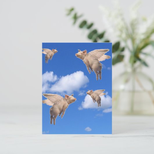 Wanneer varkens vliegen briefkaart (Staand voorkant)