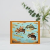 Wanneer varkens vliegen briefkaart (Staand voorkant)