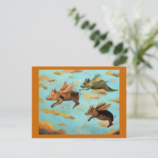 Wanneer varkens vliegen briefkaart (Staand voorkant)