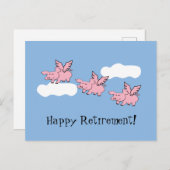 Wanneer varkens vliegen grappig pensioen briefkaart (Voorkant / Achterkant)