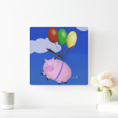 Wanneer varkens vliegen met drijvende ballonnen vierkante klok (Huis)