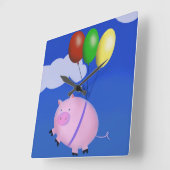 Wanneer varkens vliegen met drijvende ballonnen vierkante klok (Hoek)