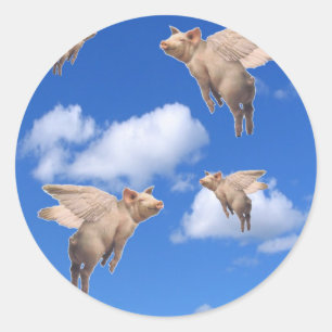 Wanneer varkens vliegen ronde sticker