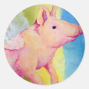 Wanneer varkens vliegen ronde sticker