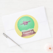 Wanneer varkens vliegen sneeuw wereldbol schattig ronde sticker (Envelop)