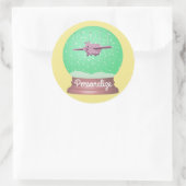 Wanneer varkens vliegen sneeuw wereldbol schattig ronde sticker (Tas)