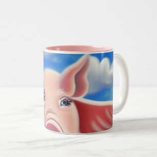 Wanneer varkens vliegen tweekleurige koffiemok