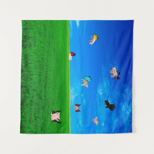 Wanneer varkens vliegen wandtapijt wandkleed (Voorkant (horizontaal))