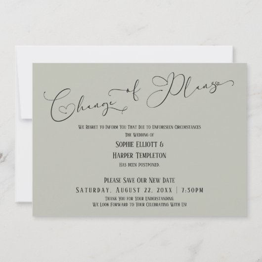 Wanneer we kunnen knuffelen uitgestelde bruiloft s kaart (Achterkant)