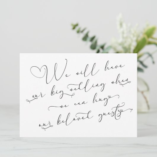 Wanneer we kunnen knuffelen uitgestelde bruiloft w kaart (Staand voorkant)