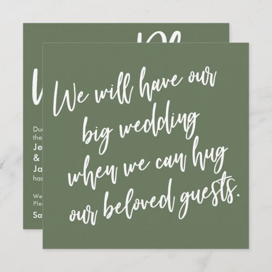 Wanneer we olijfgroene uitgestelde bruiloft Kaart  (Voorkant / Achterkant)