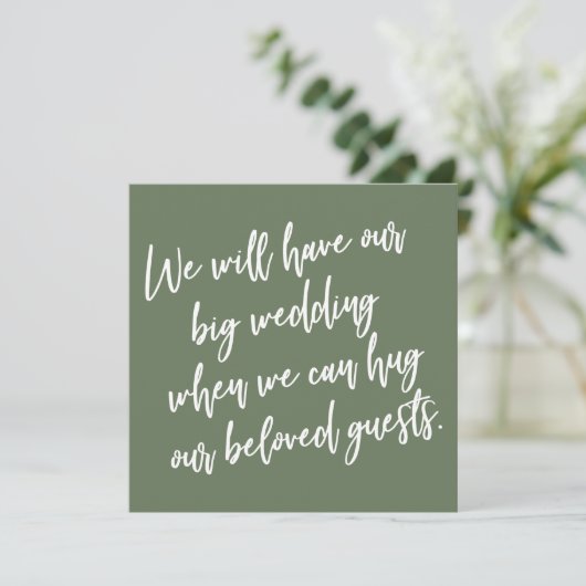 Wanneer we olijfgroene uitgestelde bruiloft Kaart (Staand voorkant)