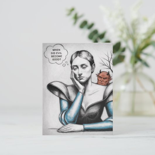 Wanneer werd het kwaad een goede vrouw die aan de  briefkaart (Staand voorkant)