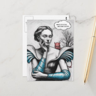 Wanneer werd het kwaad een goede vrouw die aan de briefkaart