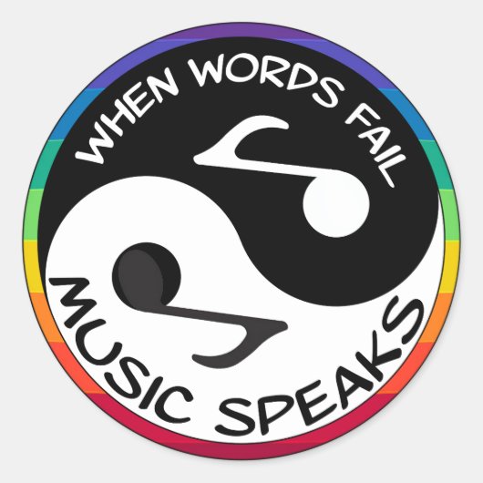 Wanneer woorden falen - Muziek spreekt Ronde Sticker (Voorkant)