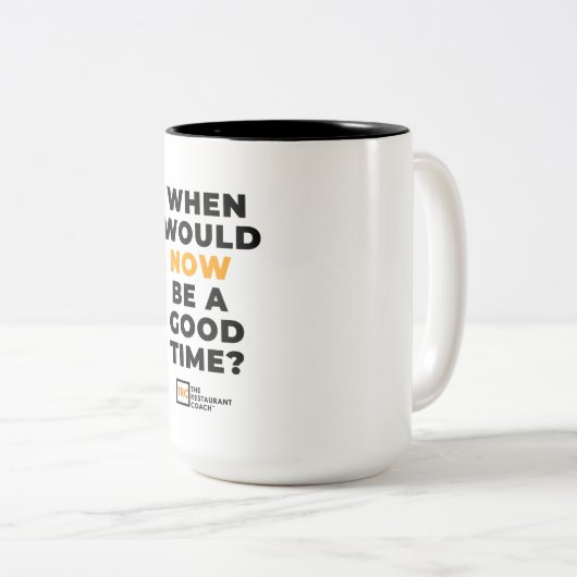 Wanneer zou NU de Mok van het koffie-voorstel (Voorkant rechts)