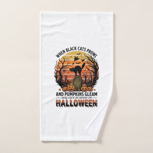 Wanneer zwarte katten rondsluipen Halloween Kat Gr Handdoek (Handdoek)