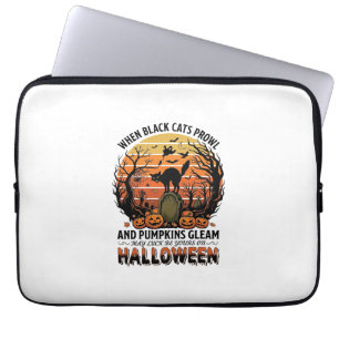 Wanneer zwarte katten rondsluipen Halloween Kat Gr Laptop Sleeve