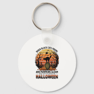Wanneer zwarte katten rondsluipen Halloween Kat Gr Sleutelhanger