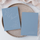 Wanpronkelschrift | Blauwe Elopementaankondiging Kaart