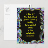 Want God heeft ons geen geest van terughoudendheid Briefkaart (Voorkant / Achterkant)