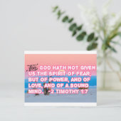 Want God heeft ons niet de Geest der Vrees gegeven Feestdagenkaart (Staand voorkant)