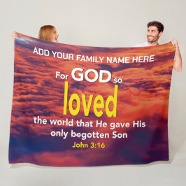 WANT GOD HIELD ZO VAN DE WERELD Christelijke Bijbe Fleece Deken