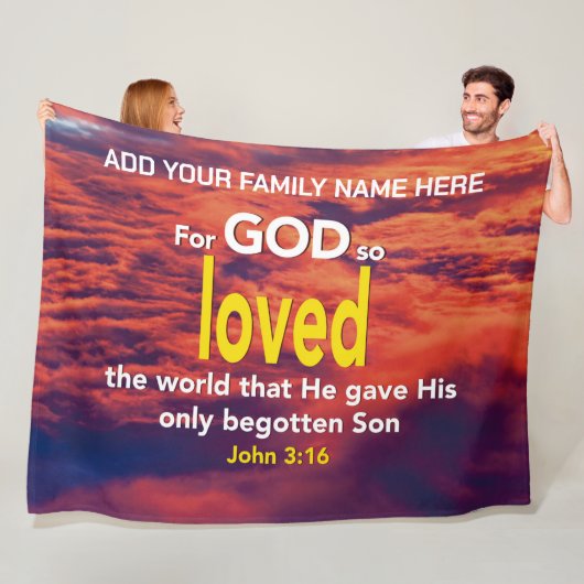 WANT GOD HIELD ZO VAN DE WERELD Christelijke Bijbe Fleece Deken (In situ)