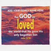 WANT GOD HIELD ZO VAN DE WERELD Christelijke Bijbe Fleece Deken (Voorkant (Horizontaal))