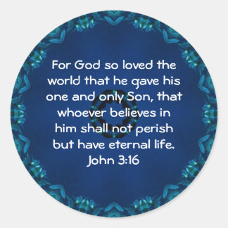 Want God hield zo van de wereld... Johannes 3:16 Ronde Sticker