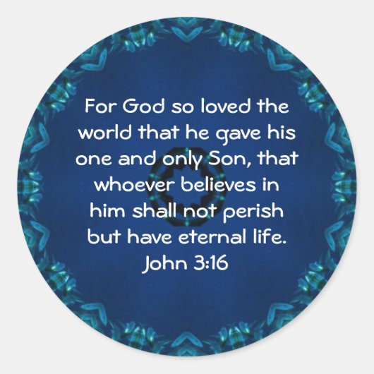 Want God hield zo van de wereld... Johannes 3:16 Ronde Sticker (Voorkant)