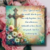 Want God hield zo van de wereld Kruispastel Feestdagenkaart