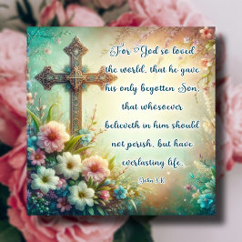 Want God hield zo van de wereld  Kruispastel Feestdagenkaart