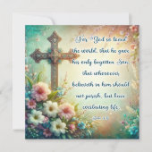 Want God hield zo van de wereld  Kruispastel Feestdagenkaart (Voorkant)