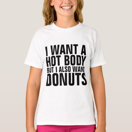 WANT HEET LICHAAM WANT DONUTS Kinder Tiener meisje T-shirt (Voorkant)