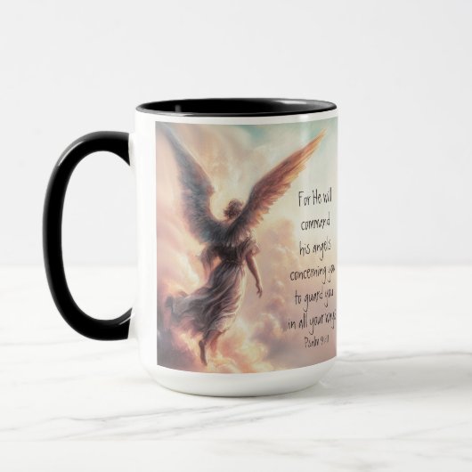 Want hij zal zijn engelen over u bevelen mok (Links)