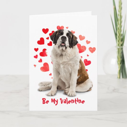 Want ik hou van je St. Bernard Dog Valentijn Feestdagen Kaart (Voorkant)
