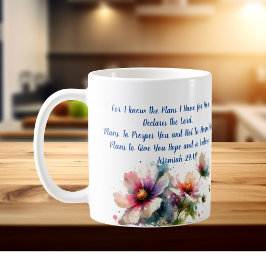 Want ik weet/ Jeremia 29:11 Moderne Bloem Koffiemok