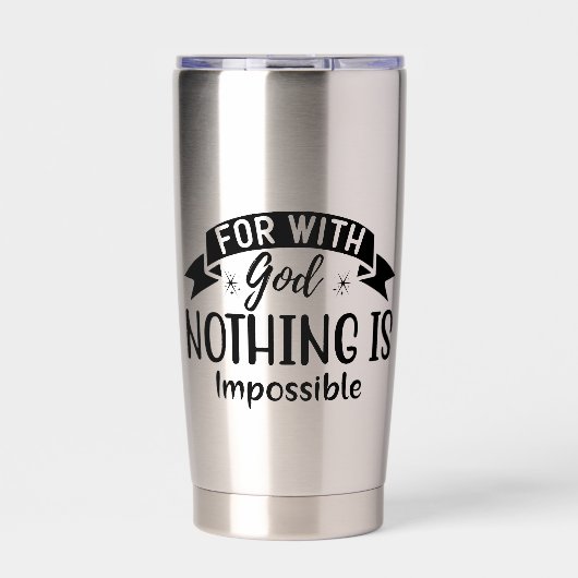 Want met God is niets onmogelijk religieus Geïsoleerde Drinkbeker (Voorkant)