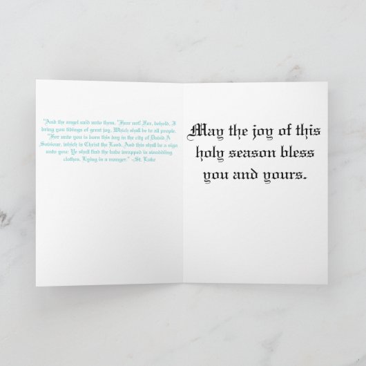 Want voor u is een kind geboren... feestdagen kaart (Binnen)