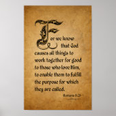Want we weten dat God (Scripture Romans 8:28 Poster (Voorkant)