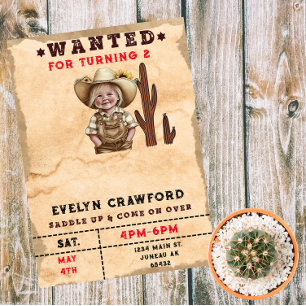 Wanted Country Western Cactus Girl Birthday Kaart