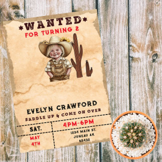 Wanted Country Western Cactus Girl Birthday Kaart