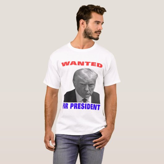 Wanted For President — 2024 — Donald trump T-shirt (Voorkant volledig)