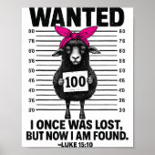 Wanted I Once Was Lost Funny Sheep Quotes Jesus Ch Poster (Voorkant)
