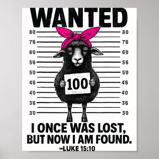 Wanted I Once Was Lost Funny Sheep Quotes Jesus Ch Poster (Voorkant)