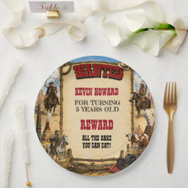 Wanted Poster Kids Verjaardagsfeestje Papieren Bordje