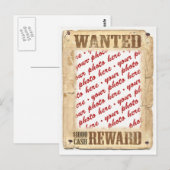 WANTED Poster Photo Lijst Briefkaart (Voorkant / Achterkant)